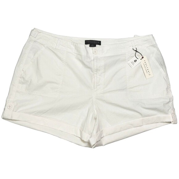 Sanctuary Pants - Sanctuary by Anthropologie‎ Women's Shorts White Cuffed Mid-Rise Curvy 18W